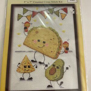 NEW Taco Time Mexican Fiesta Cross Stitch kit avocado nacho Cinco de Mayo